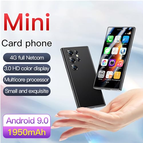 S23Pro 4G Mini Smartphone 3.0 Inch WiFi GPS MT6737 Quad Core Android 9.0 FDD TDD Unlocked Cell Phones Slim Body HD Camera Dual Sim Cute Palm Smartphone (Black 2GB+16GB)