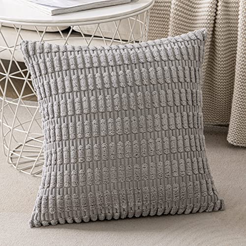 Pack of 2 Blue Pillow Covers Corduroy Decorative Throw Pillow Covers 12x20 Inch for Couch Bed Living Room Soft Striped Lumbar Cushion Case Rustic Boho Pillows Neutral Pillows Room Fall Decor