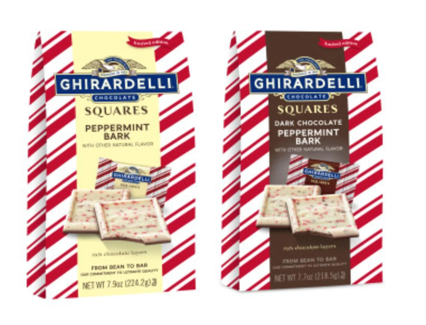 Peppermint Squares Variety Pack, One Milk Chocolate 7.9 Oz And One Dark Chocolate 7.7 Oz