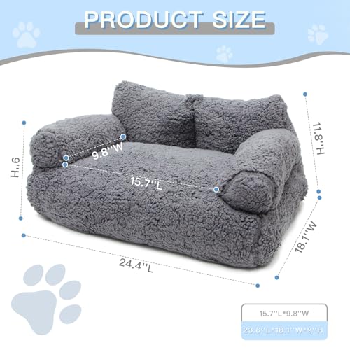 Cat Couch Bed - Cat Bed for Indoor Cats, Calming Pet Sofa Puppy Sleeping Bed with Removable Washable Cover, Cute Dog Couch and Kitty Lounge Chair for 18lbs Cats & Small Dogs(Red & Black)