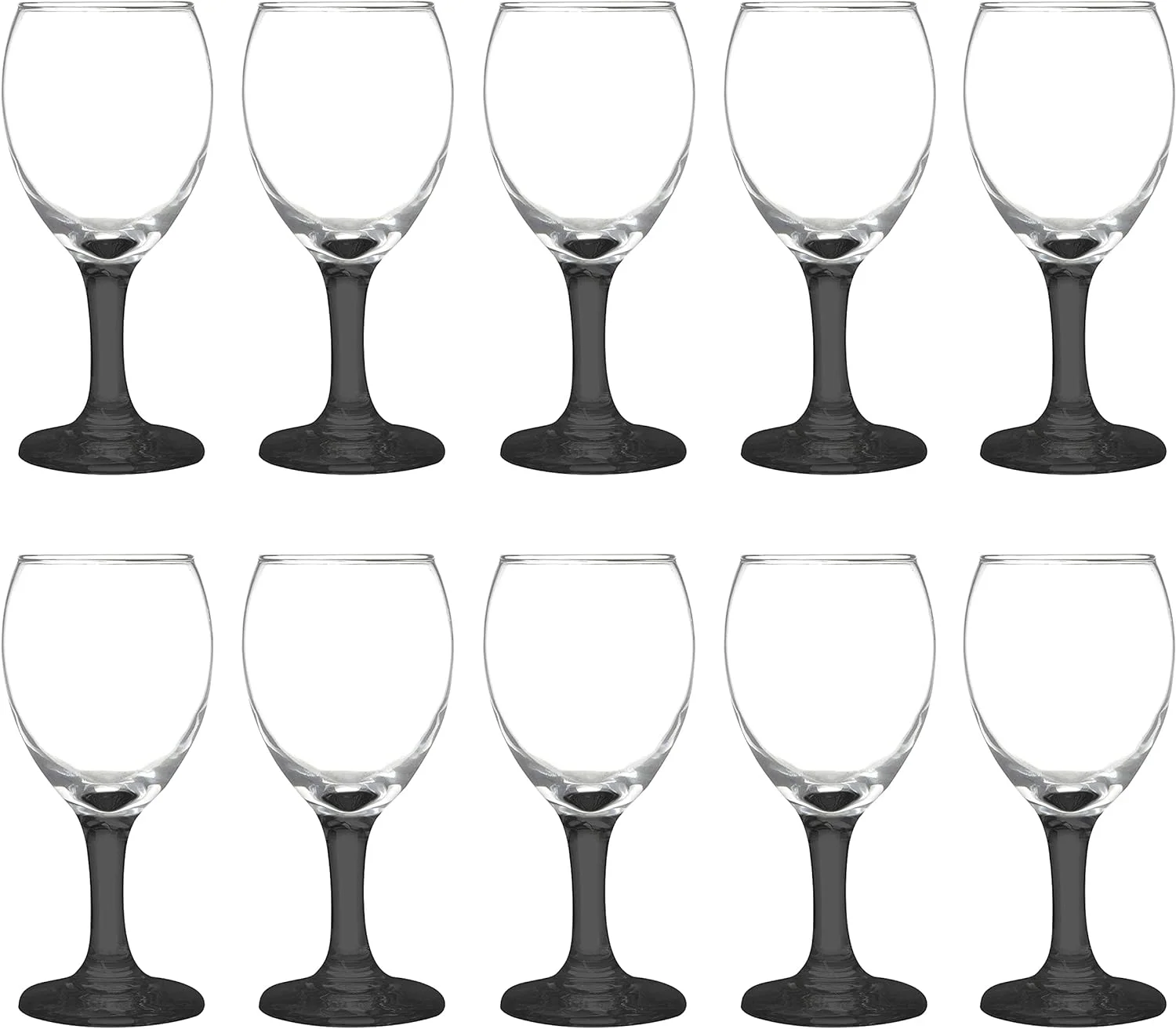 10 Aragon Wine Glasses Set, 8.5 Oz. - High Standard, Made - Black