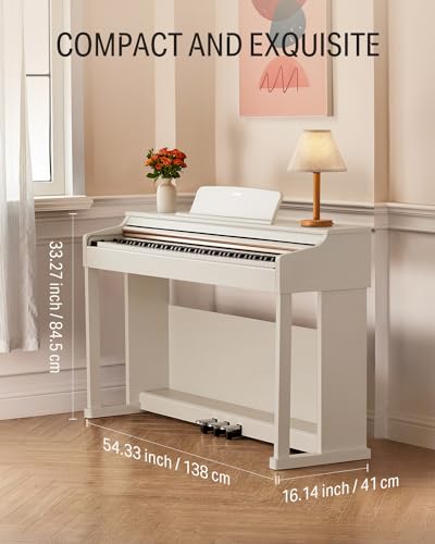 Donner DDP-100 88-Key Weighted Action Digital Piano, Beginner keyboard piano Bundle with Furniture Stand, Power Adapter, White
