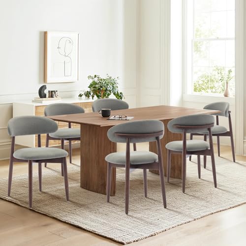 COLAMY Wooden Dining Chairs Set of 4, Modern Fabric Upholstered Dining Room Chair, Farmhouse Kitchen Chairs with Foot Pegs, Green