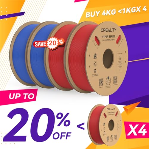 Creality Hyper PLA Filament 1.75mm, 30-600mm/s High Speed 3D Printer Filament, Dimensional Accuracy +/-0.02mm, Fit Most FDM 3D Printers, 4 Pack 1kg Spool(2.2lbs), Black & White