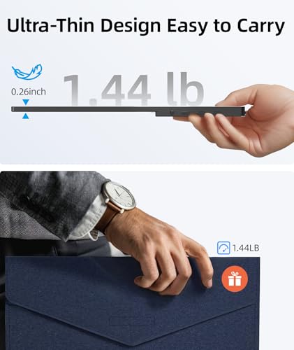 Portable Monitor, Ultra Slim 15.6 Inch FHD IPS Laptop Screen Extender with Adjustable Stand, USB C Compatible, Ideal for Travel and Office