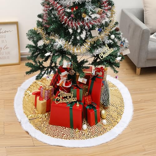 Mr. Pen- Christmas Tree Skirt 48 inches, Knitted Christmas Skirt Tree, Xmas Tree Skirt