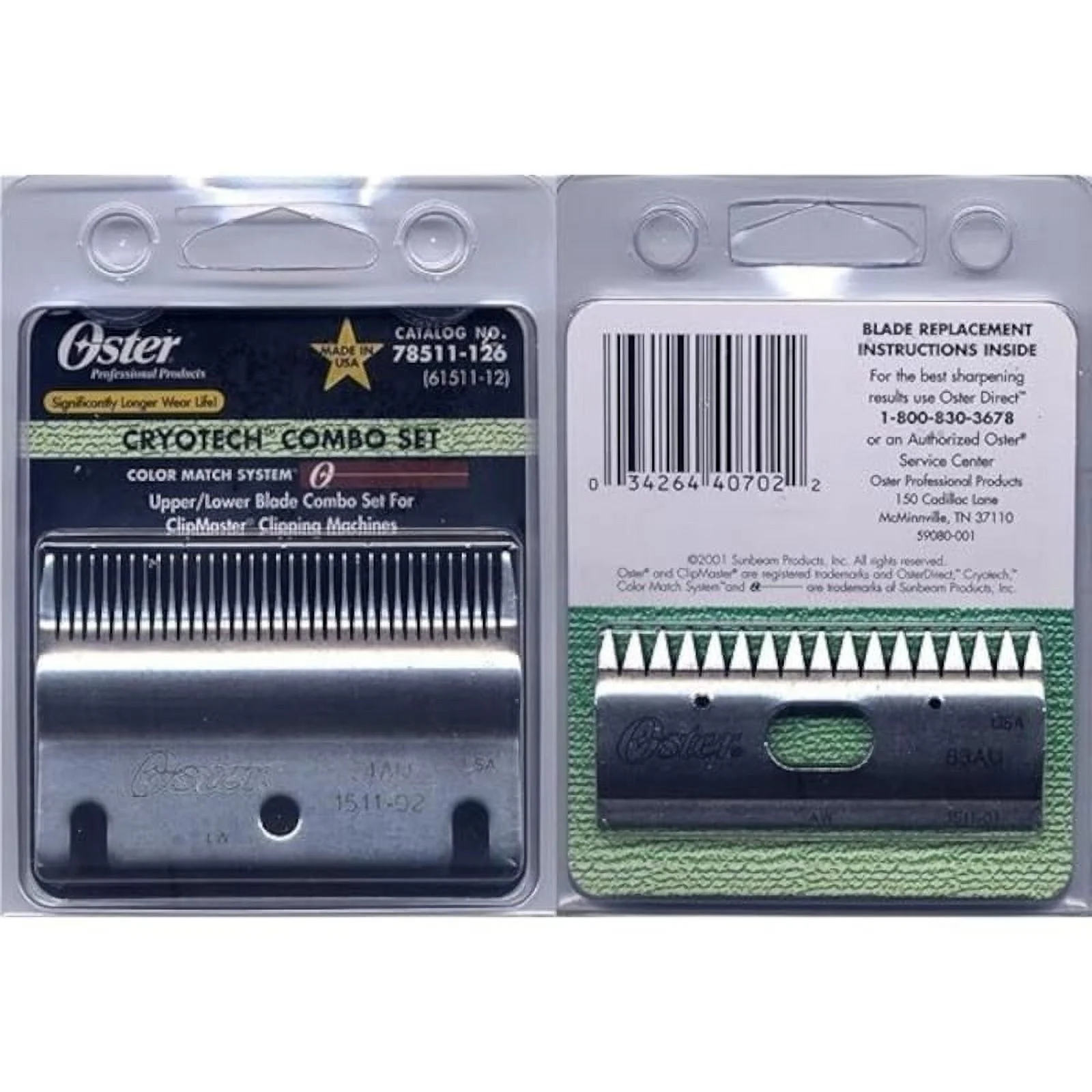 Oster Clipmaster Top and Bottom Blade Combo Set