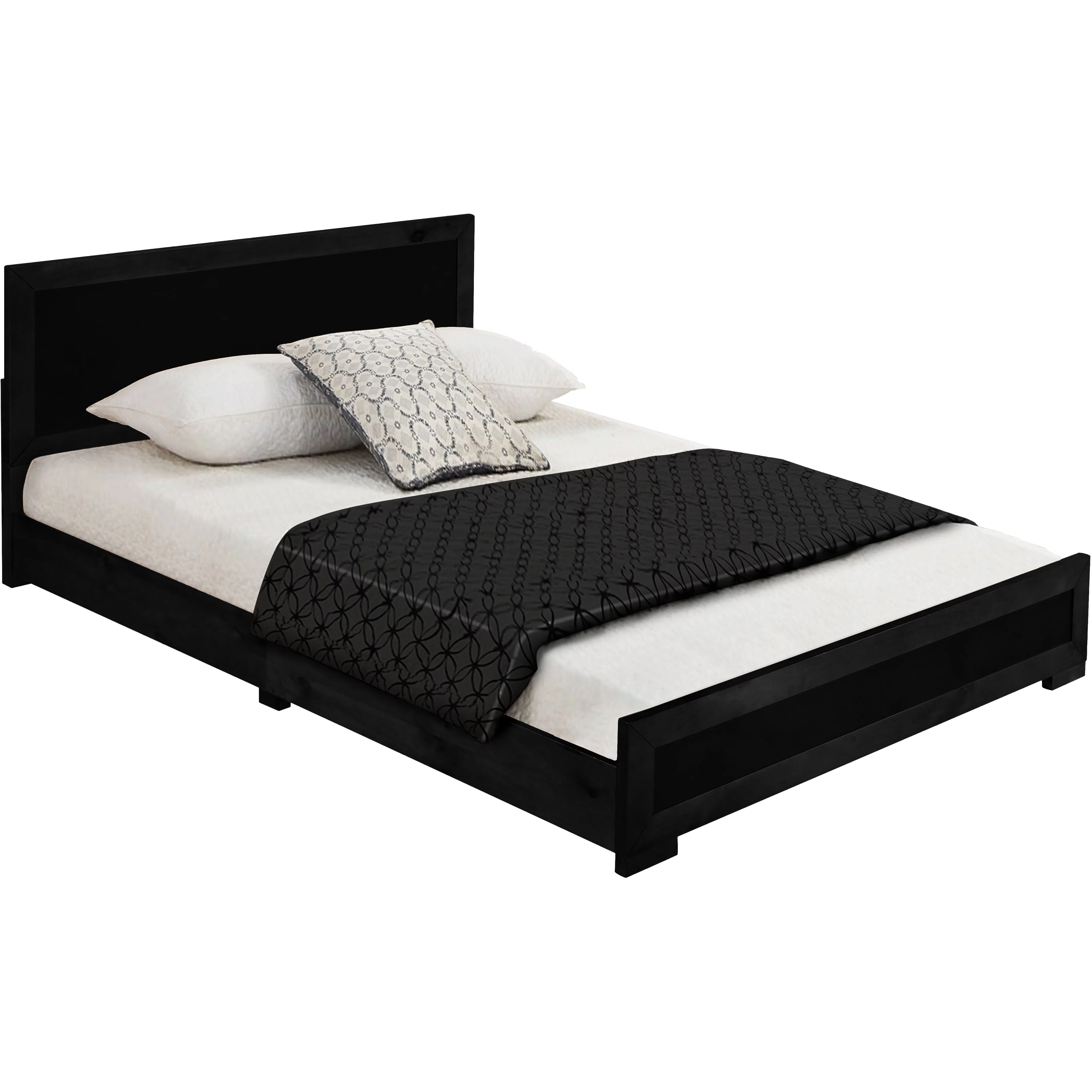 Camden Isle Trent Platform Bed | Paneled Headboard and Footboard | Queen, Black