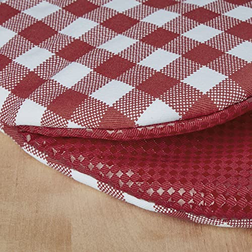 KitchenAid Gingham Cotton Mini Oven Mitt 2-Pack Set, Passion Red, 5.5