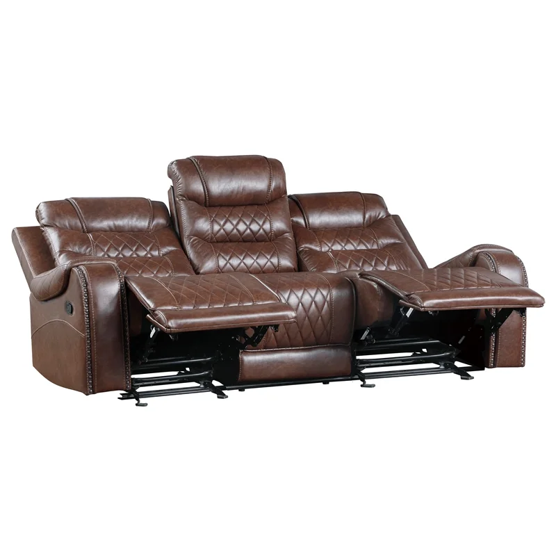 Lexicon Putnam 2-Piece Upholstered Manual Reclining Sofa Set in Brown