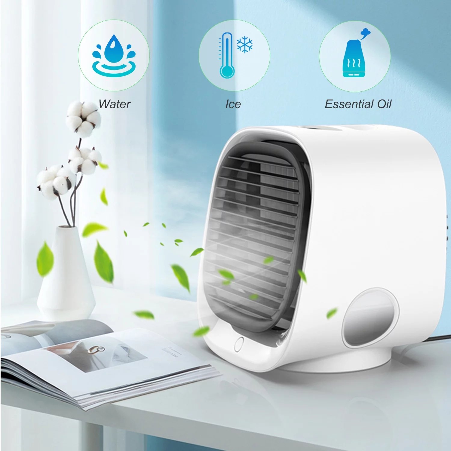 Surakey Air Conditioner Portable Office Home & Auto Heat Sink Ice Air Cooler Without Cell Green