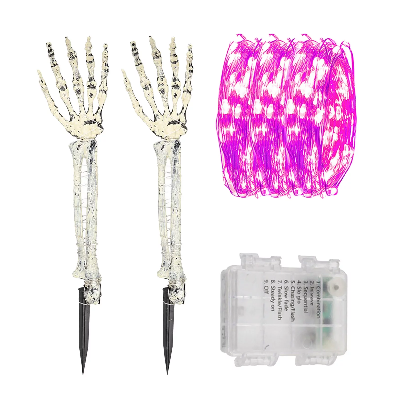 Light Up Decorations Outdoor Skeleton Hands Life Size Outside Bones Decor Props Decoration Blinking Rings For Adults Party Decorations For Adults Men Glow In The Dark For