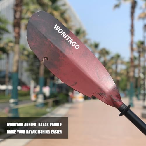 Angler Kayak Paddles Aluminum Paddle with Plastic Blades and Paddle Leash, Floating Adjustable Fishing Kayak Oars, 3 Piece, 230-250cm/90-98 inch