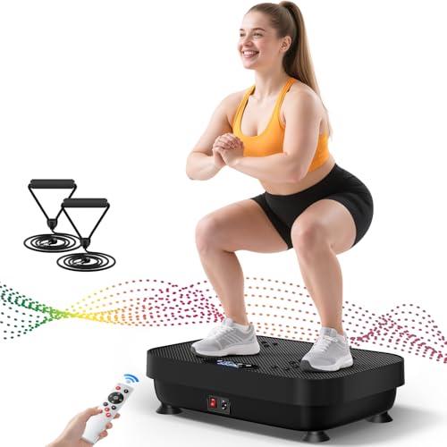 Vibration Plate Exercise Machine, 2025 Upgraded Fitness Vibrating Lymphatic Drainage Full Body Workout Shaker for Weight Loss, Featuring a 330 Lbs Capacity Vibrate Fitness Platform with 8 Modes