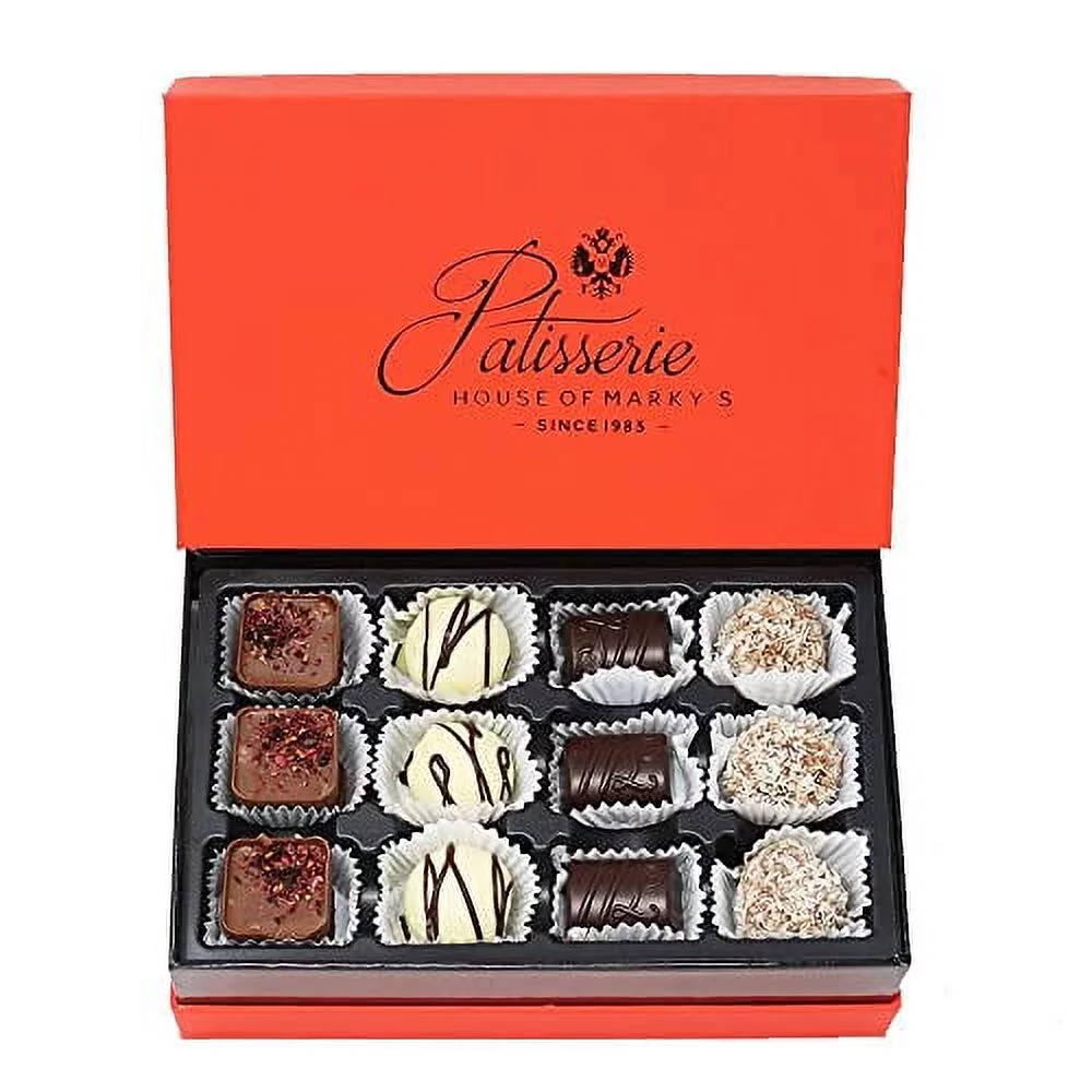 Belgian Chocolate Red Gift Box – 24 Pcs. – Belgium Assorted Chocolate Holiday Box Gourmet Mothers Day Gift