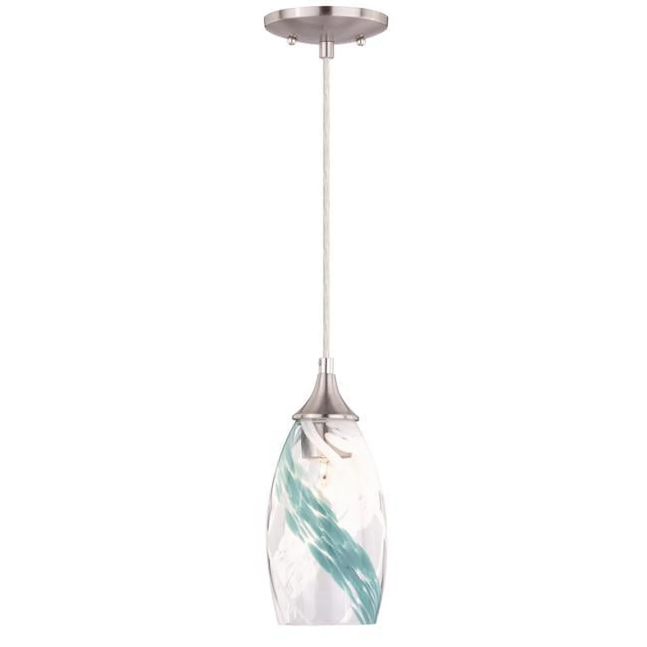 5 in. Milano Mini Pendant in Satin Nickel Caribbean Swirl Glass