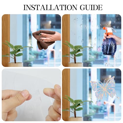 36PCS Snowflake Window Stickers Anti Collision Decals to Save Birds - Non Adhesive Prismatic Vinyl Rainbow Stickers