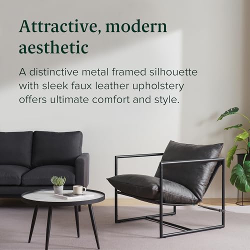 ZINUS Aidan Sling Accent Chair, Metal Framed Armchair with Shredded Foam Cushioning, Black