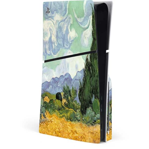 Skinit Decal Gaming Skin Compatible with PS5 Slim Disk Console - Officially Licensed Green Wheat Fields by Vincent Van Gogh Design