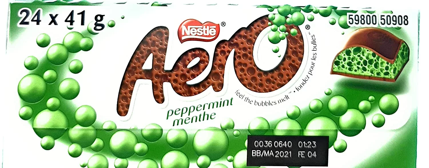 Nestle Aero Chocolate Bar Peppermint, 41g/1.4oz, 24-Pack