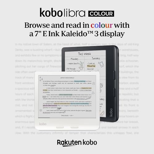 Kobo Libra Colour | eReader | 7 Glare-Free Colour E Ink Kaleido 3 Display | Dark Mode Option | Audiobooks | Waterproof (White)