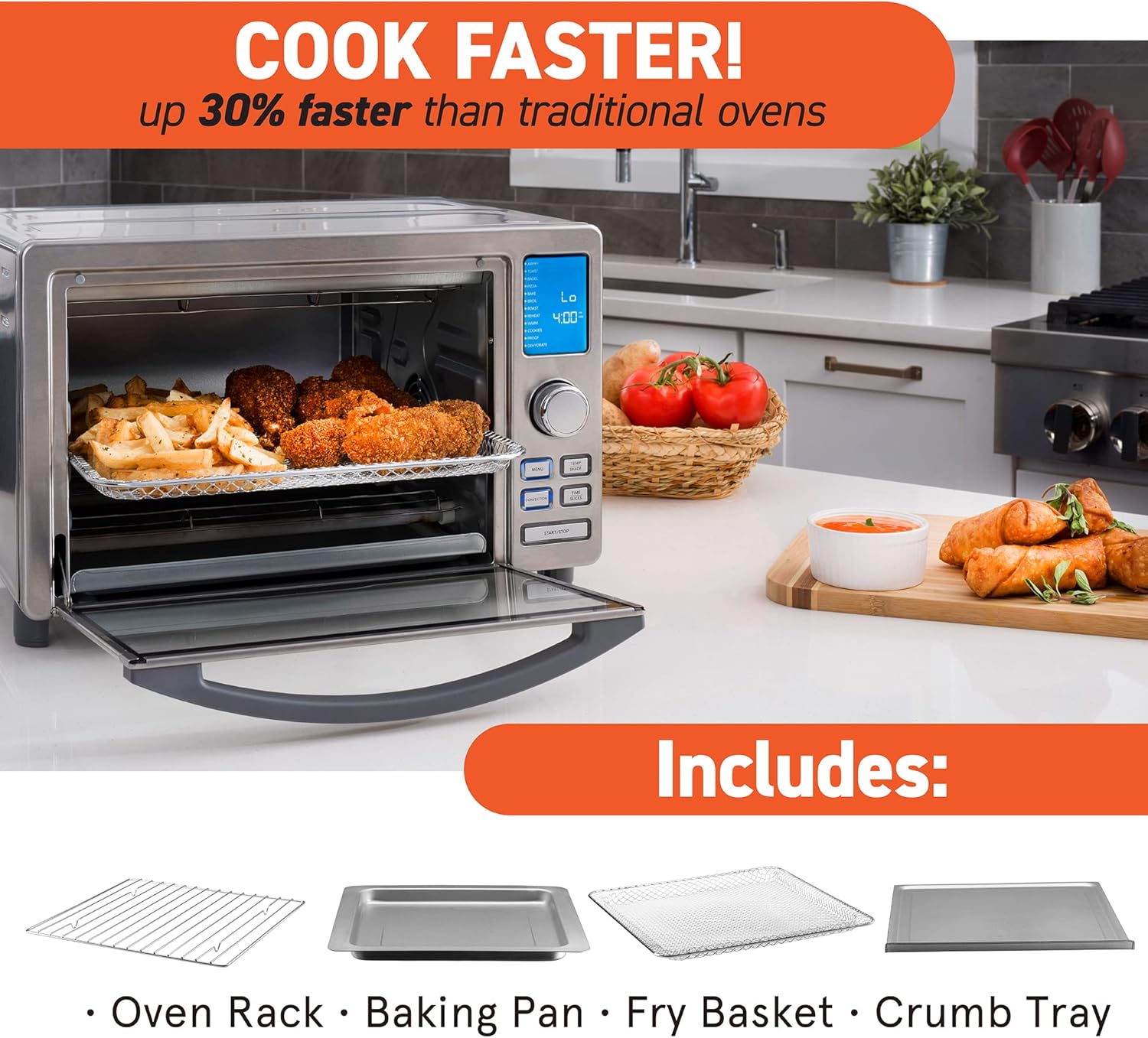 Gourmia Digital Stainless Steel Toaster Oven Air Fryer – Stainless Steel