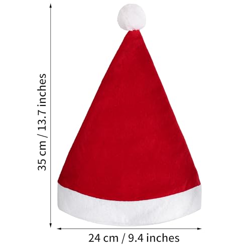 Elcoho 30 Pack Santa Red Hat Short Plush with White Cuffs Non-woven Fabric Christmas Hat