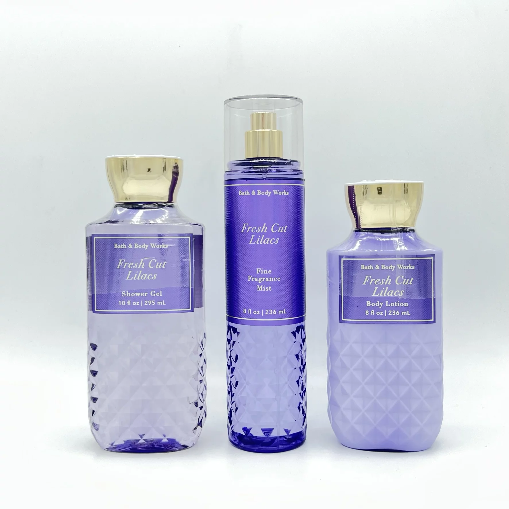 Bath & Body Works Fresh Cut Lilacs 10oz Shower Gel, 8oz Fine Fragrance Mist Spray and 8oz Body Lotion 3-Piece Bundle