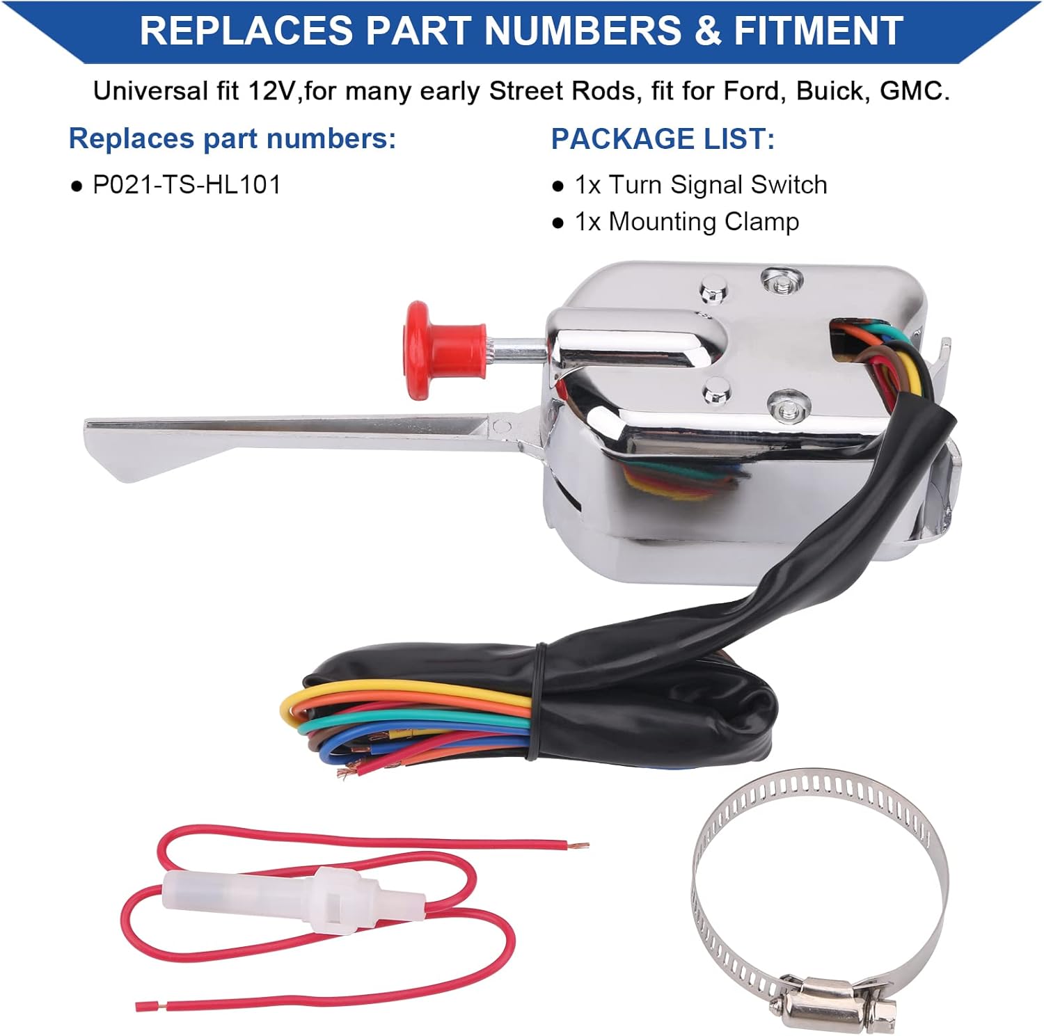 Turn Signal Switch, 12V Universal Street Hot Rod Turn Signal Switch Heavy Duty Vintage Car Truck Compatible with Ford, Buick, GMC, 7 wire