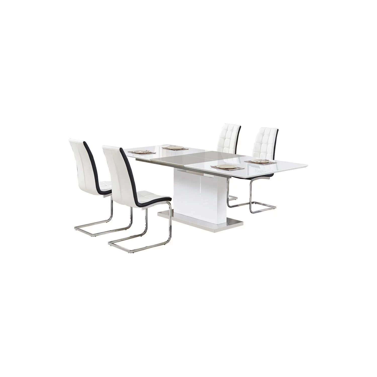 Best Master Alaskan 5-Piece Extendable High Gloss Wood Dining Set - White/Black