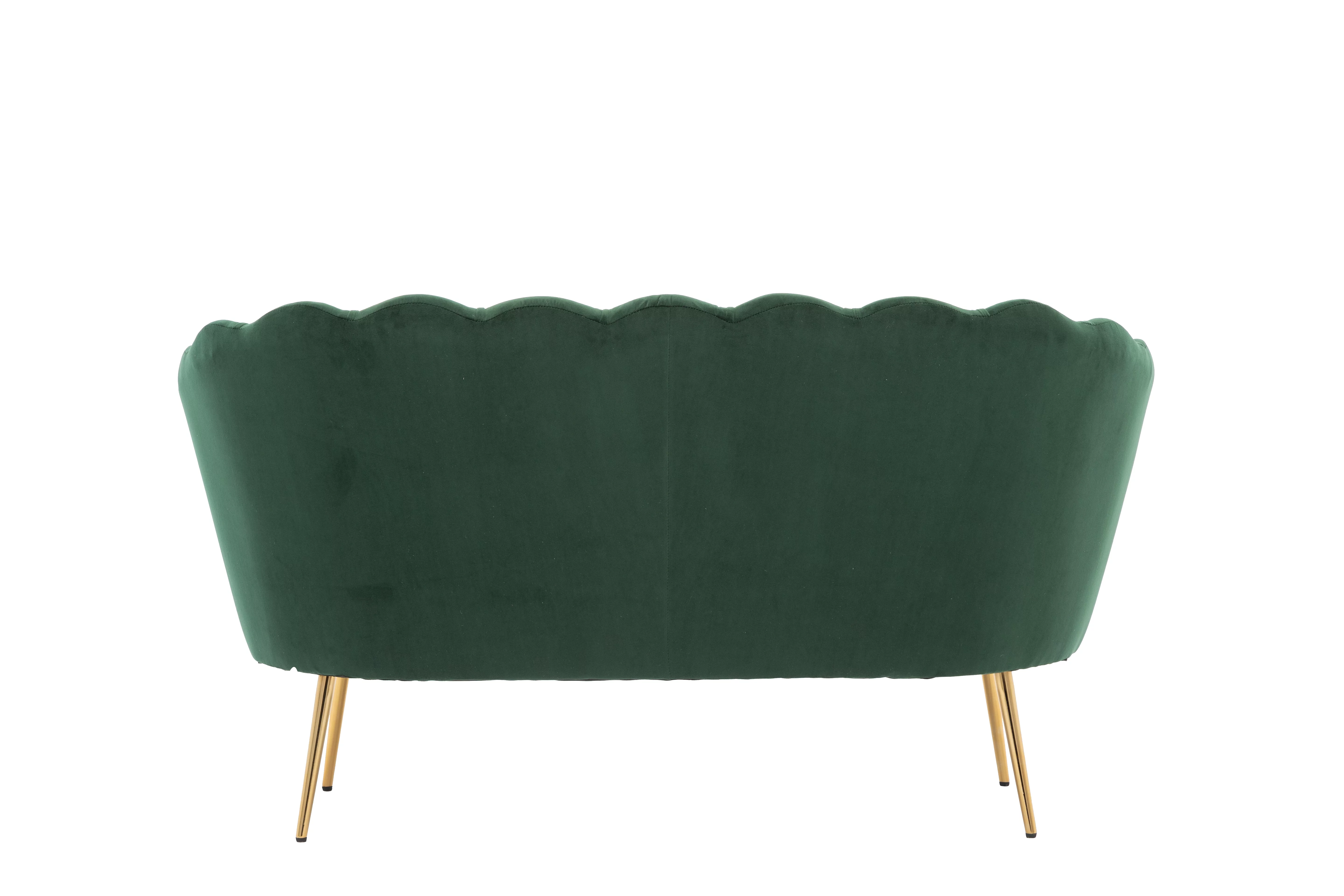 52.4 in. Green Modern Velvet Upholstered 2-Seats Loveseats with Metal Legs