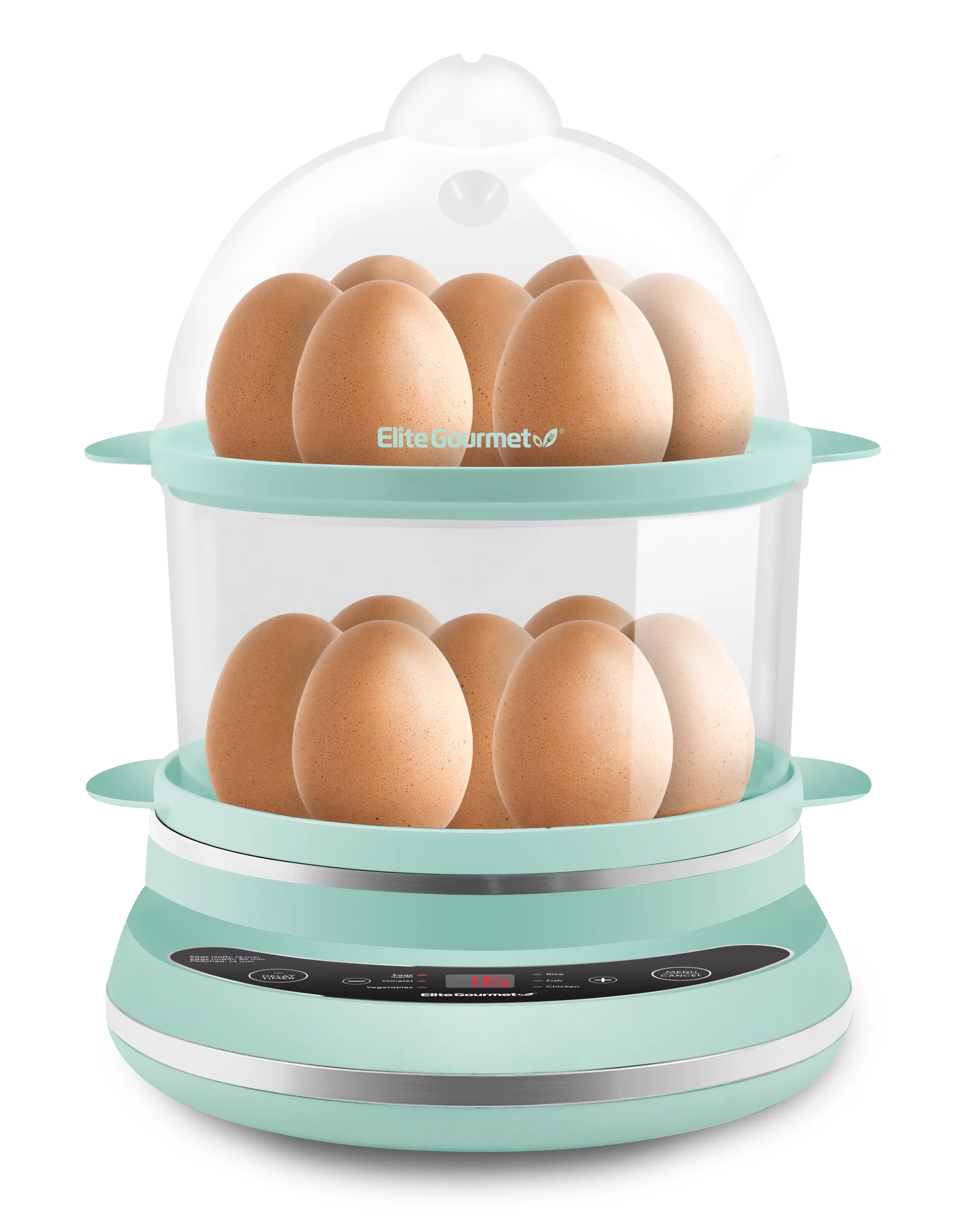 Elite Gourmet Programmable 2-Tier Egg Cooker/Steamer