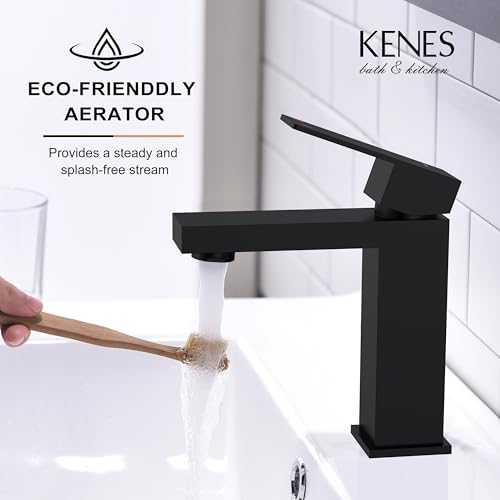 KENES Brushed Nickel Vessel Sink Facuet Single Handle Tall Bathroom Sink Faucet Vanity Bathroom Faucet Basin Mixer Tap with Water Supply Hose and Pop Up Sink Drain, LJ-9031A