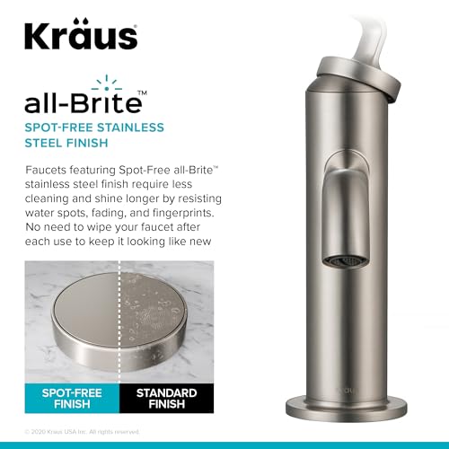 KRAUS Ramus Single Handle Vessel Sink Bathroom Faucet with Pop-Up Drain in Brushed Gold, KVF-1220BG