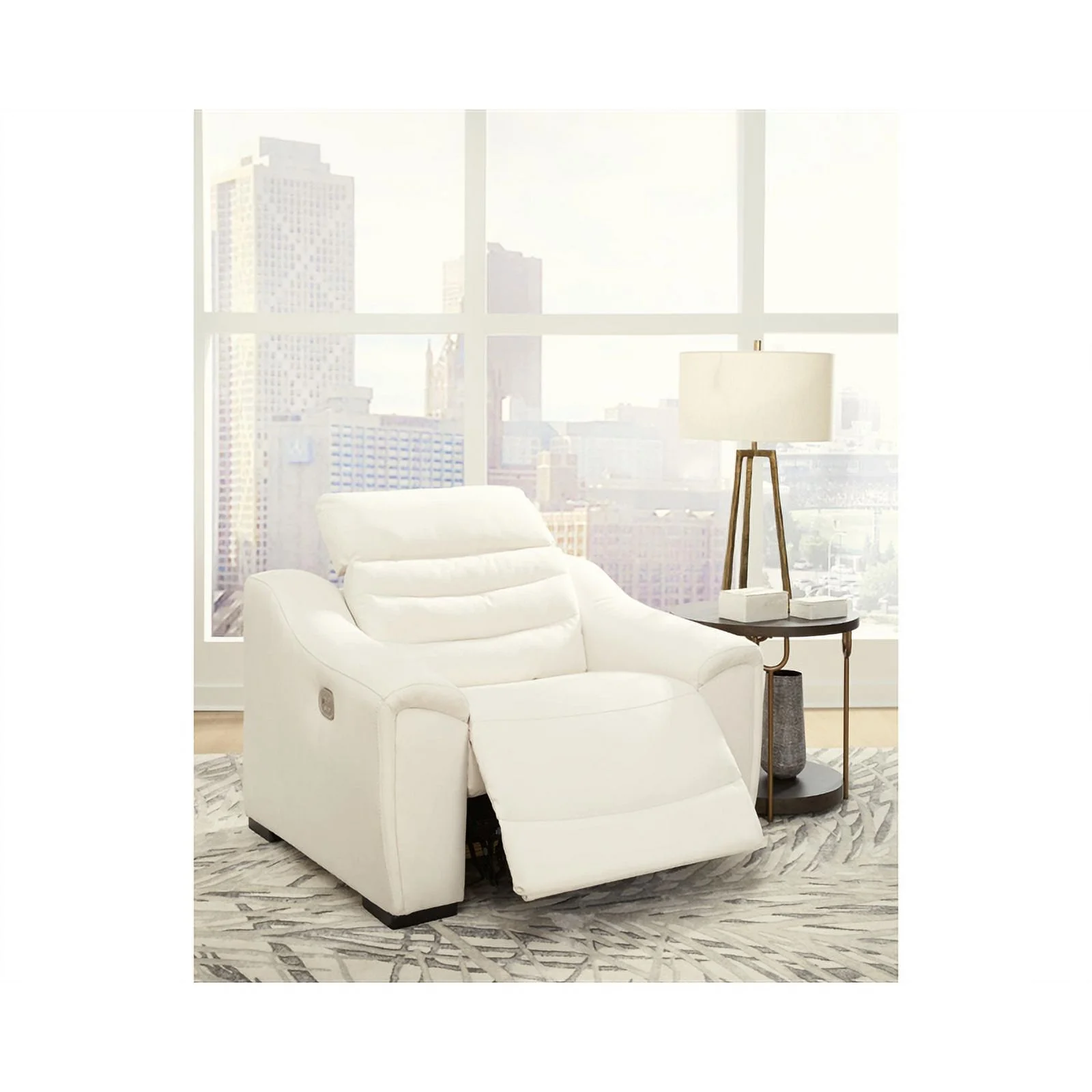 Ashley Furniture Next-Gen Gaucho Faux Leather Power Recliner in White