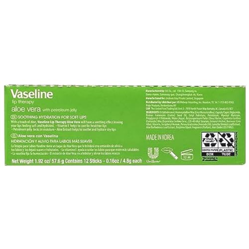 Vaseline Lip w/o Backer Card Aloe - 12 pack box