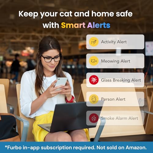 Furbo 360° Cat Camera - Unlock Camera & Smart Features w/Paid Plan: Home Security & Pet Safety Alerts, Rotating Treat Dispenser w/Speaker, Smart Cam w/Phone App (Subscription Required, 3mo Minimum)