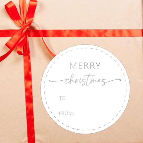 Gold Merry Christmas Gifts Tags Stickers, 30 Pcs Christmas Name Tags for Gifts, 2.5x2.5 Inch Holiday Presents Sticker Labels, Festive Chrismas Name Tag for Gift Wrapping Bags Classroom-D11