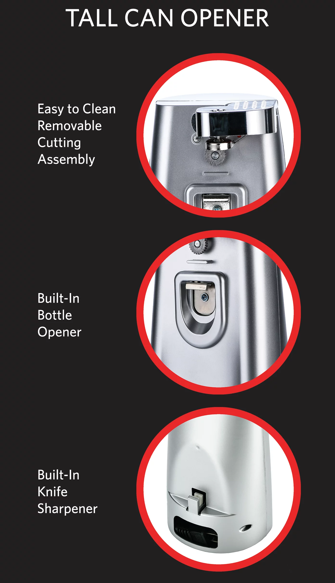 EUROSTAR EC660S Tall Can Opener, Silver