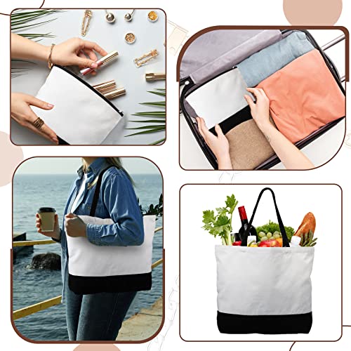Sanwuta 20 Pcs Large Blank Canvas Tote Bags and Makeup Bags Blank Reusable Grocery Luggage Canvas Tote with Handles(10 Airy Pastel Pack)