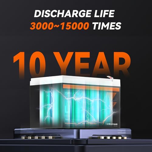 12V 25Ah LiFePO4 Battery, Up to 3000 Deep Cycles Rechargeable Lithium Battery with Built-in 20A BMS for Solar System, RVs, Power Wheels, Trolling Motors, Scooters, Camping, etc.
