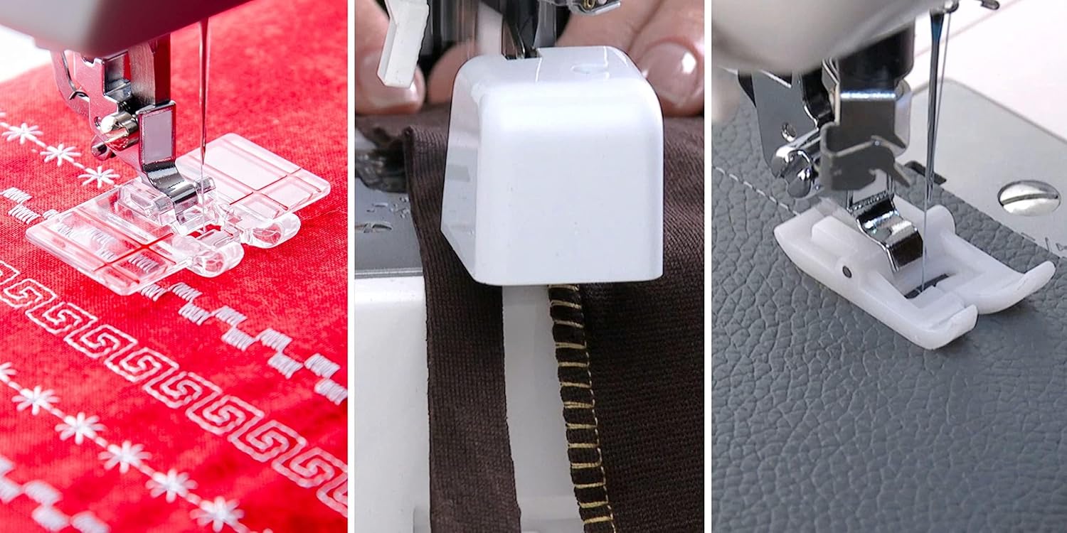 SINGER | HD6700C Electronic Heavy Duty Sewing Machine with 411 Stitch Applications - Sewing Made Easy + SINGER Heavy Duty Presser Feet Kit