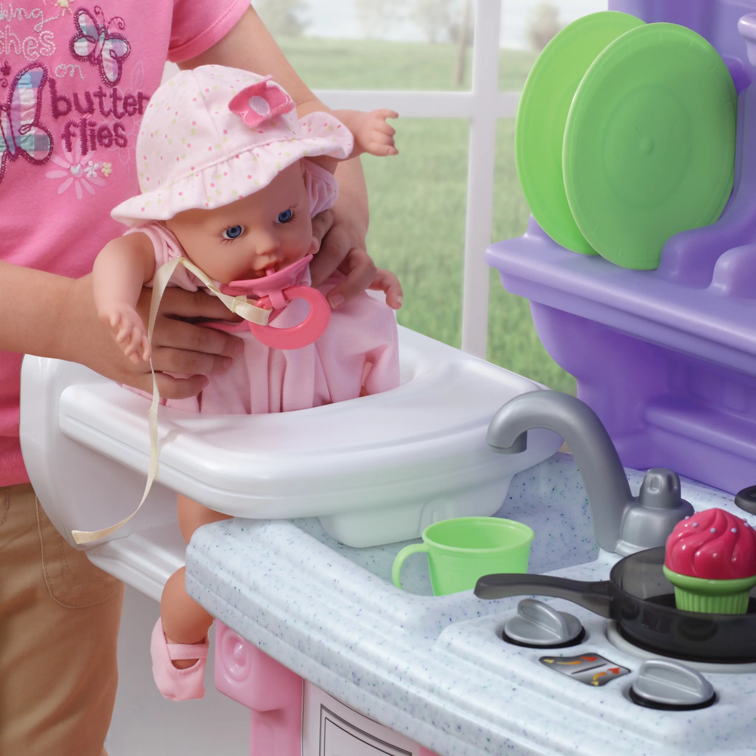 Step2 Little Bakers Pink Toddler Plastic Kitchen Playset with 30 Piece Play Set