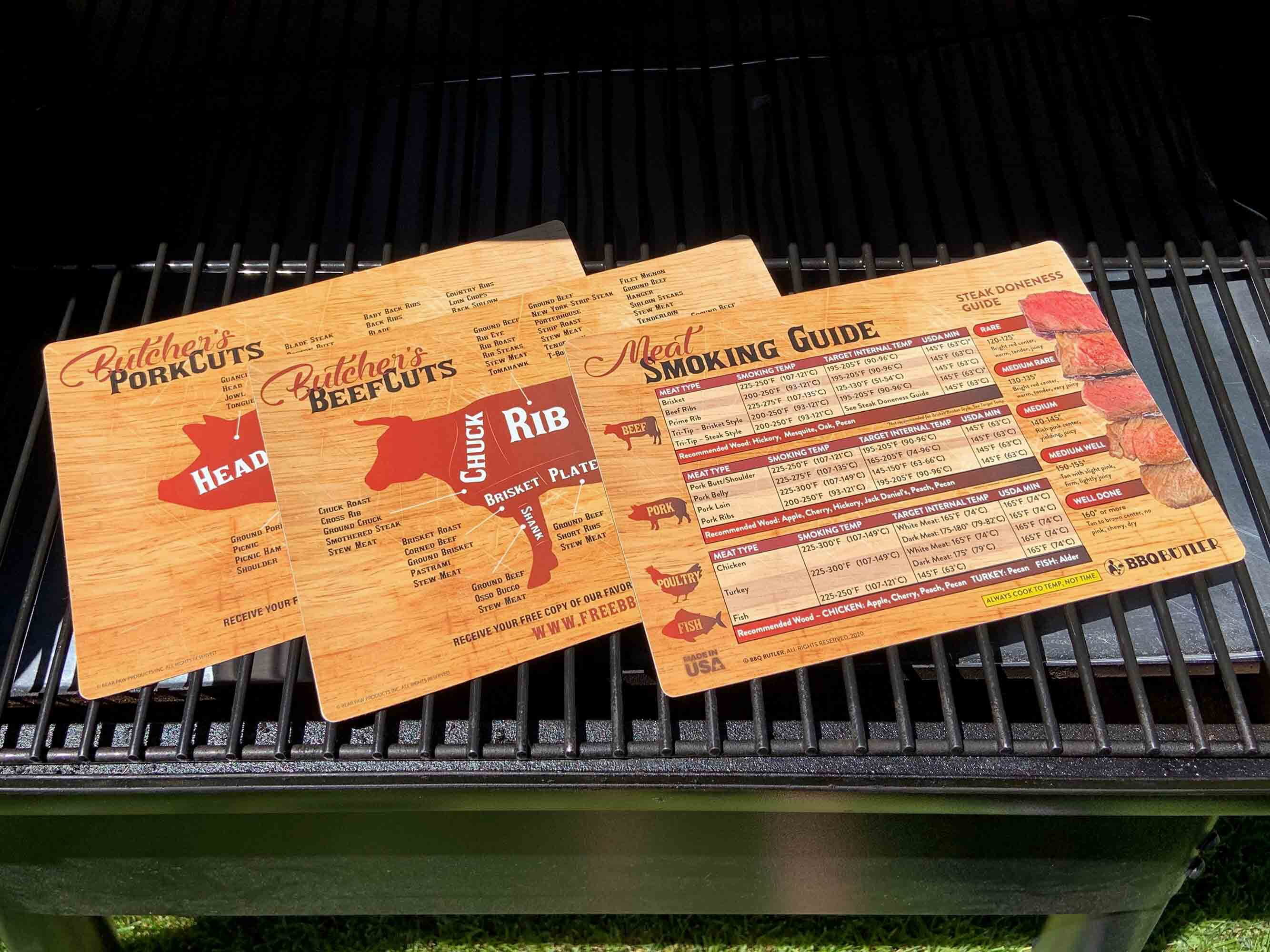 Bear Paw Products Meat Smoking Guide and Meat Cuts Magnet Pack - Grill and BBQ Reference Magnets