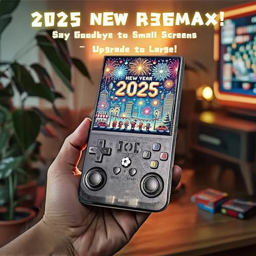 2025 Upgraded R36MAX Retro Handheld Game Console,64GB Built-in 18,000+ Classic Games,Portable Open Source Linux System,4.0-inch 4K HD IPS Screen & Video Player(Blue 64G)