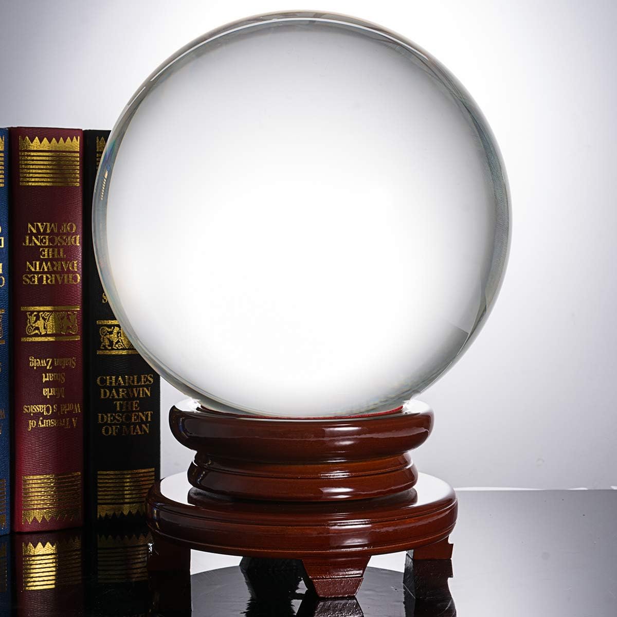 LONGWIN Huge Crystal Ball 250mm(9.8 inch) Feng Shui Ball Sphere with Free Wooden Stand