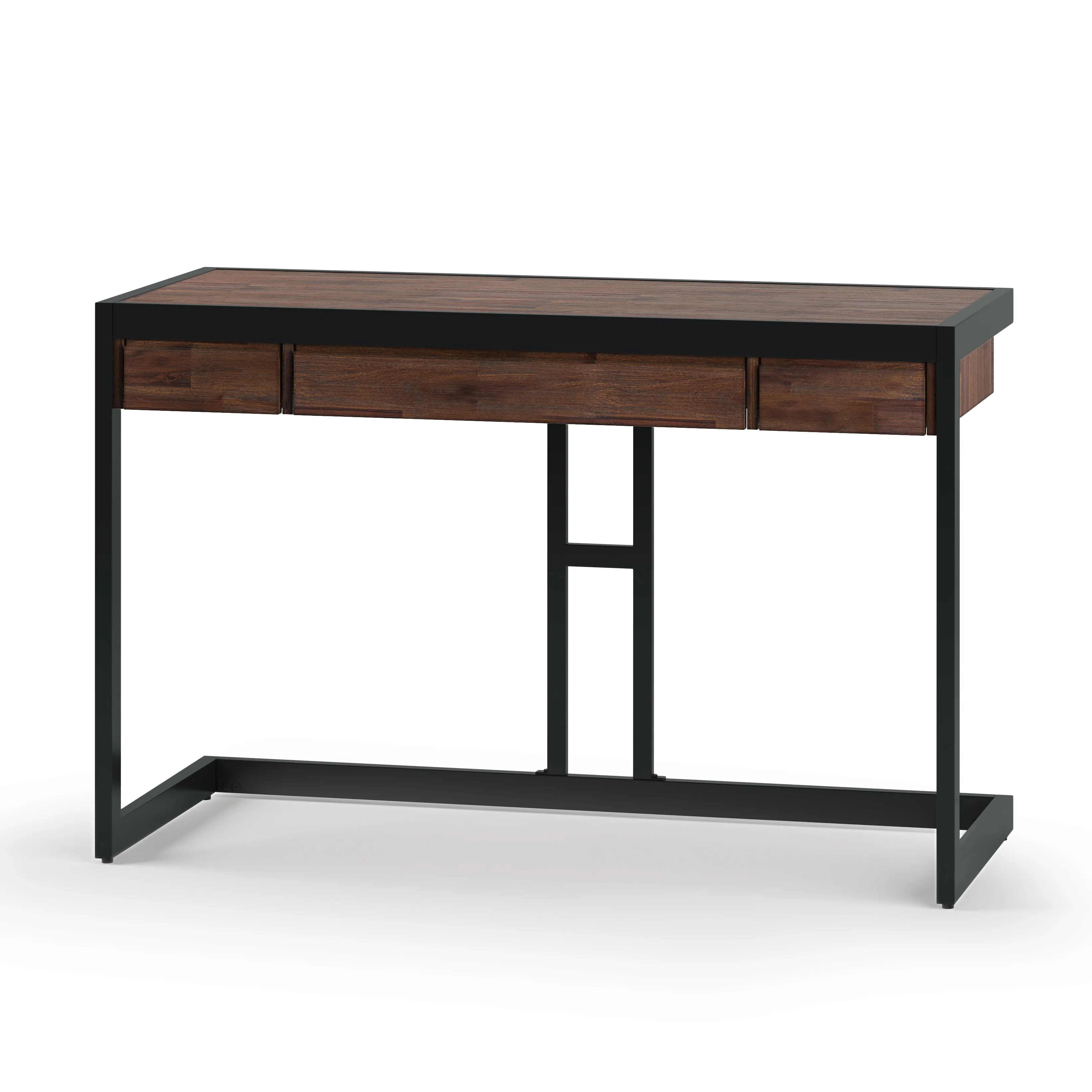 Simpli Home Erina Wood Small Desk in Distressed Charcoal Brown