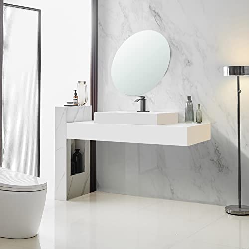 BWE Vessel Sink Faucet Modern Waterfall Chrome Single Hole Bathroom Faucet Single Handle with Pop up Drain Without Overflow Assembly Vanity Basin Bath Sink Faucets Mixer Tap