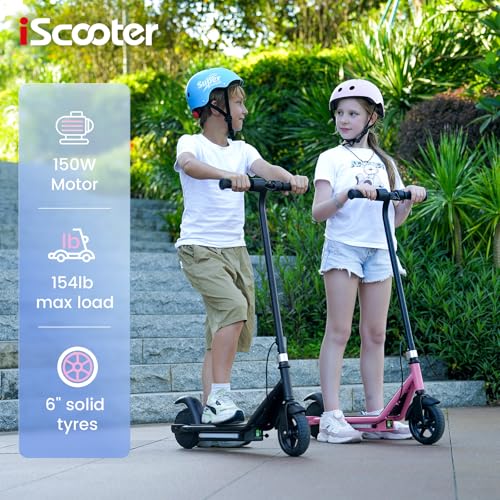 iScooter IK3/IK3Pro Electric Scooter for Kids Ages 6-12, 150W Motor, LED Display, 3 speeds Adjustable,3 Adjustable Heights(IK3Pro),Colorful Lights, Double Brake,Magnetic Charging