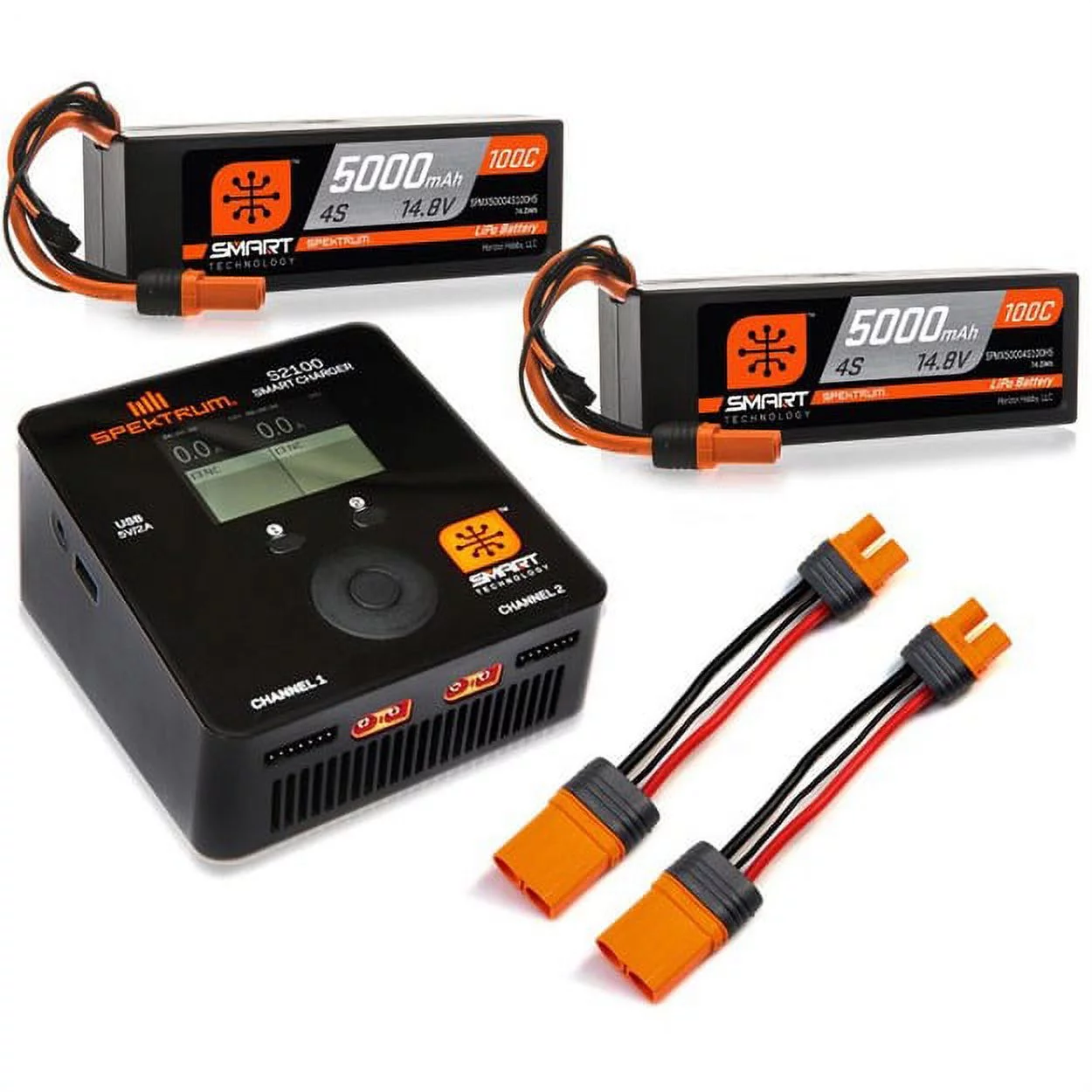Spektrum RC Smart PowerStage 8S Bundle w/Two 4S Smart LiPo Hard Case Batteries (5000mAh)